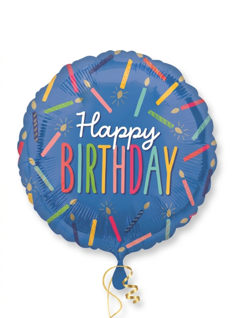מיילר 18" – HAPPY BIRTHDAY נרות צבעוניים