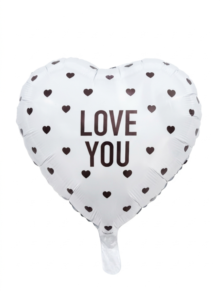 מיילר 18" – לב LOVE YOU לבבות שחור לבן