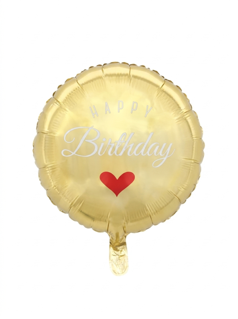 מיילר 18" – HAPPY BIRTHDAY עם לב אדום