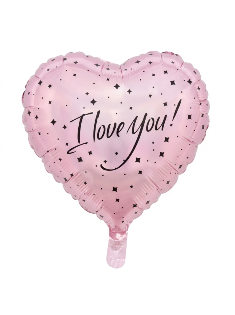 מיילר 18" – לב I LOVE YOU כוכבים ורוד