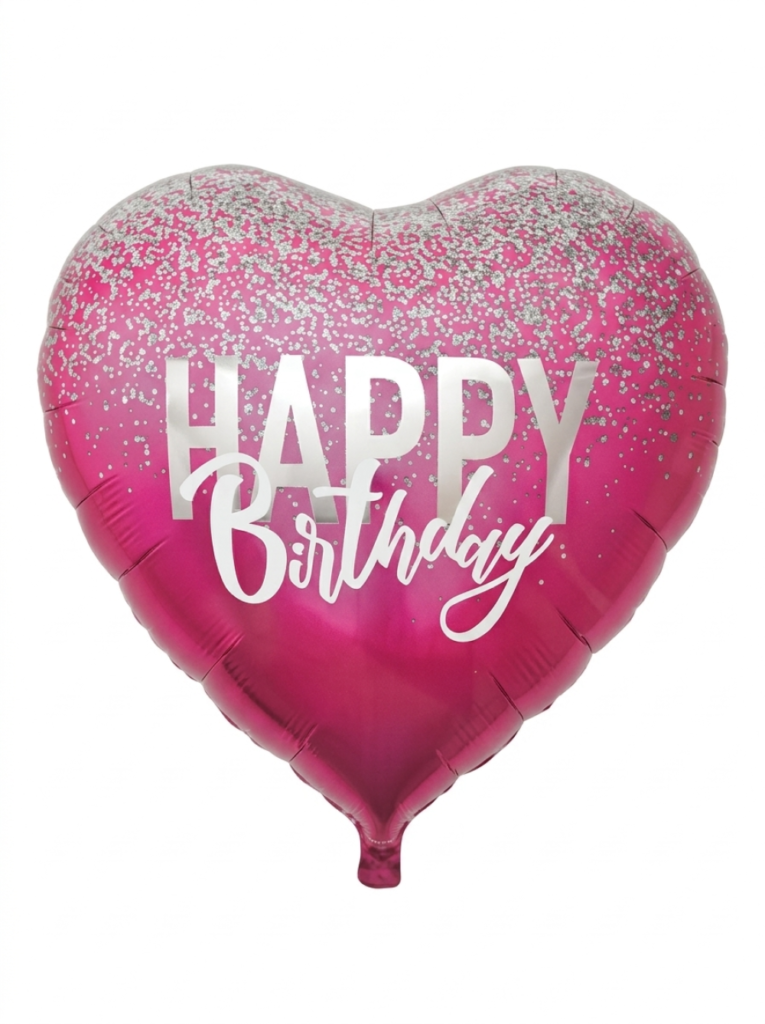 מיילר 26"- לב HAPPY BIRTHDAY נצנצים ורוד פוקסיה