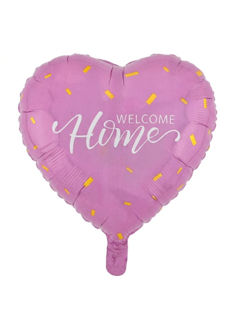 מיילר 18" – לב WELCOME HOME קונפטי ורוד