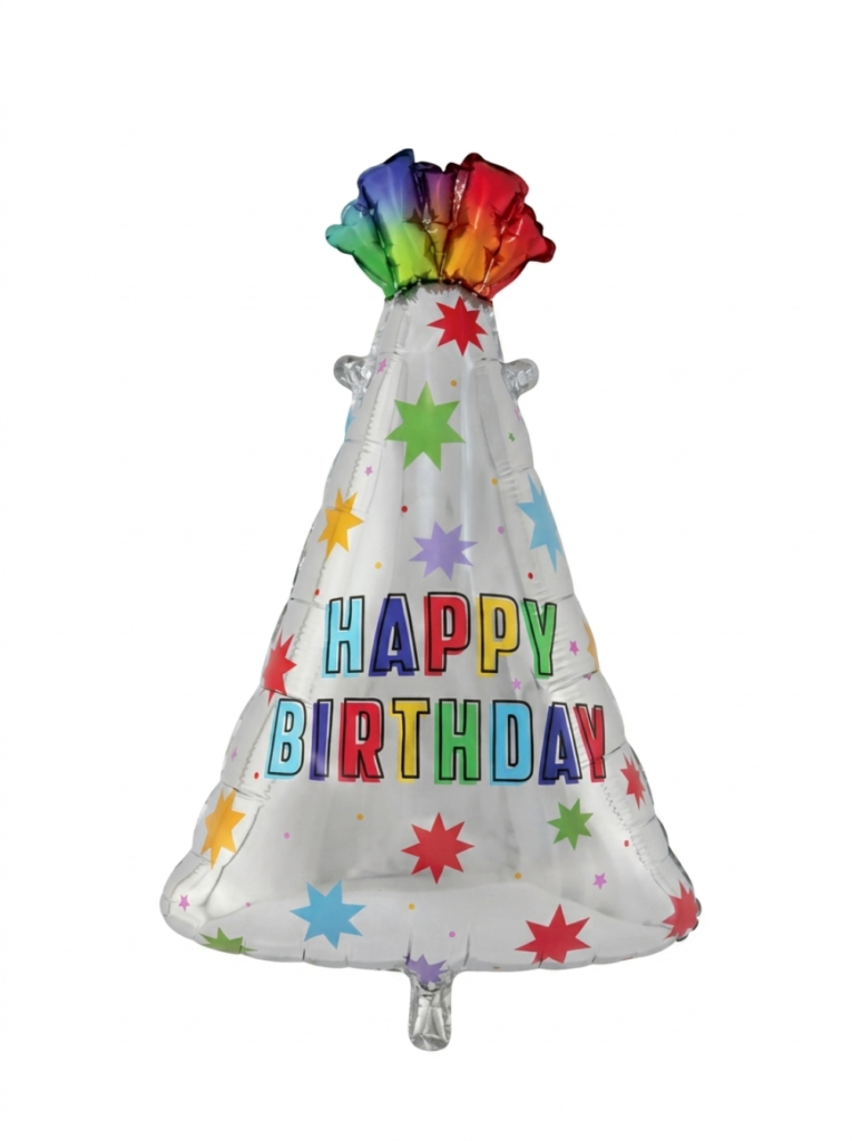 מיילר 30"- כובע HAPPY BIRTHDAY כוכבים צבעוני