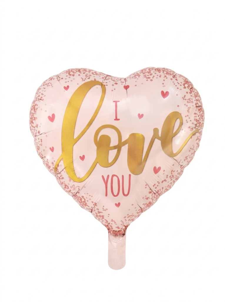 מיילר 18" – לב I LOVE YOU רוזגולד ורוד