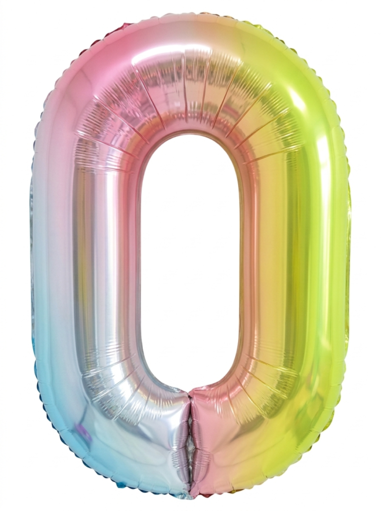 בלון ספרה 34" – מספר 0 אומברה צבעוני