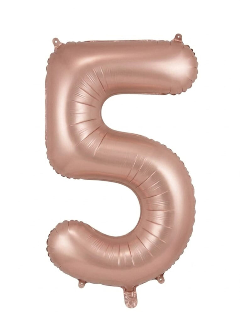 בלון ספרה 34" – מספר 5 רוזגולד מט