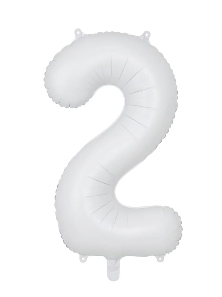 בלון ספרה 34" – מספר 2 לבן מט