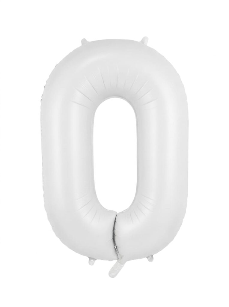 בלון ספרה 34" – מספר 0 לבן מט