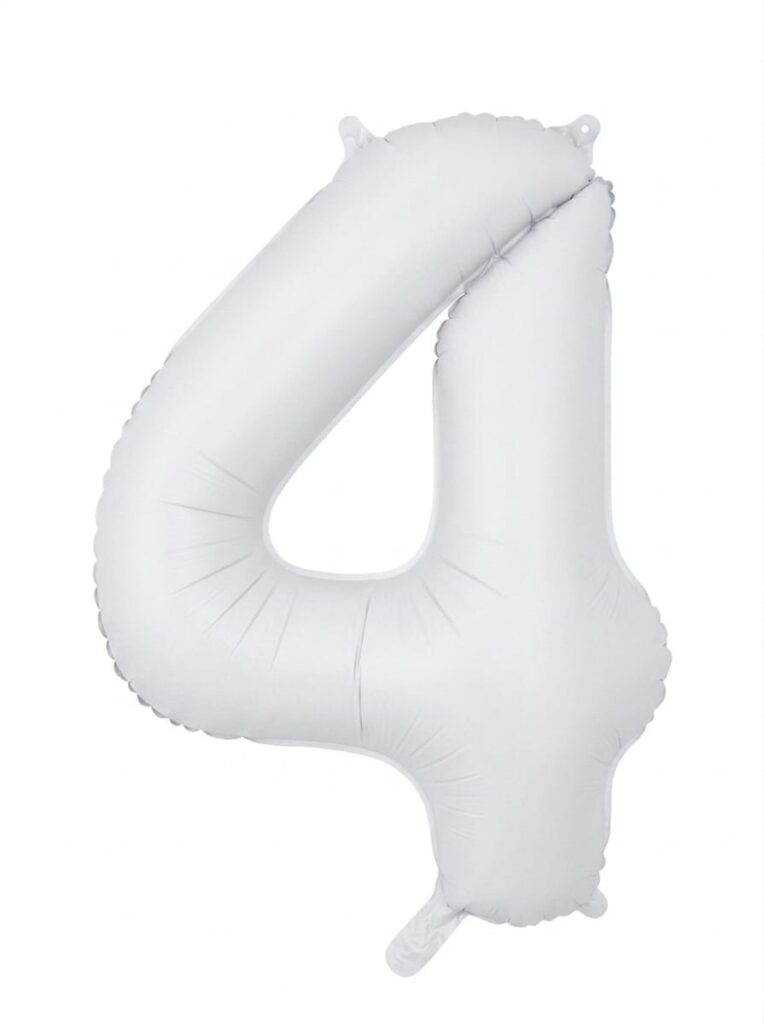 בלון ספרה 34" – מספר 4 לבן מט