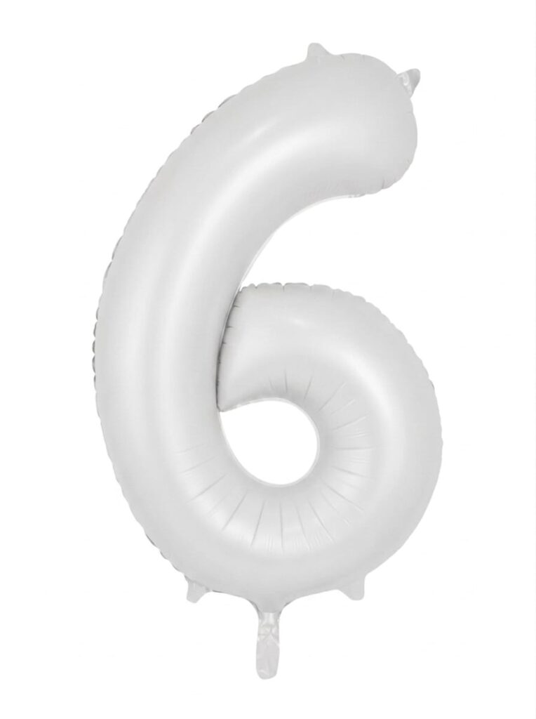 בלון ספרה 34" – מספר 6 לבן מט