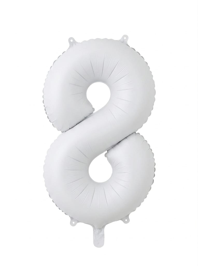 בלון ספרה 34" – מספר 8 לבן מט