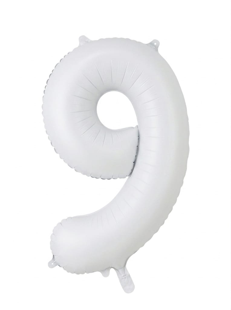 בלון ספרה 34" – מספר 9 לבן מט