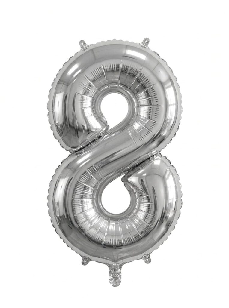 בלון ספרה 34" – מספר 8 כסף