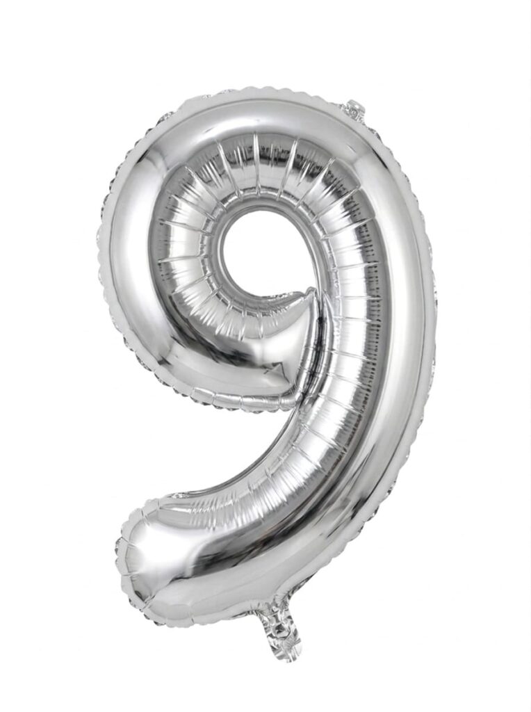 בלון ספרה 34" – מספר 9 כסף
