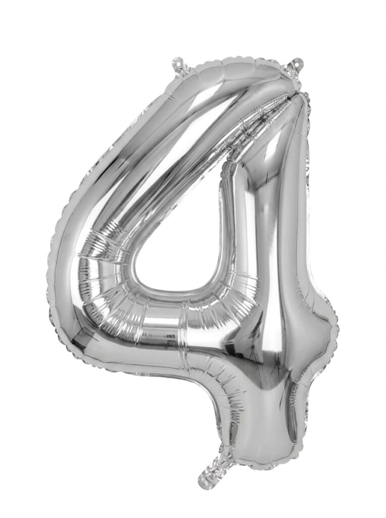בלון ספרה 34" – מספר 4 כסף