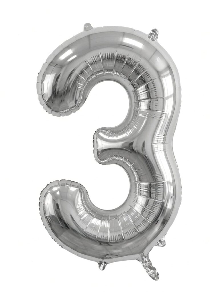 בלון ספרה 34" – מספר 3 כסף