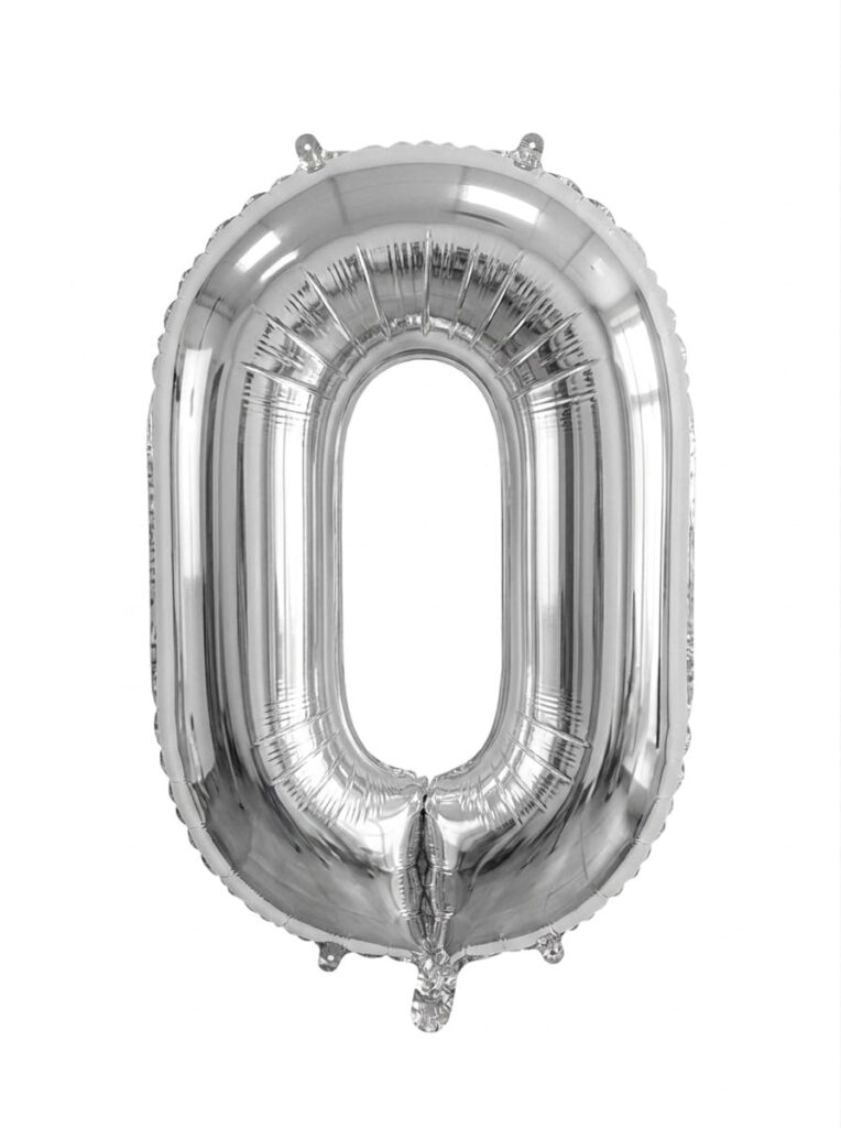 בלון ספרה 34" – מספר 0 כסף