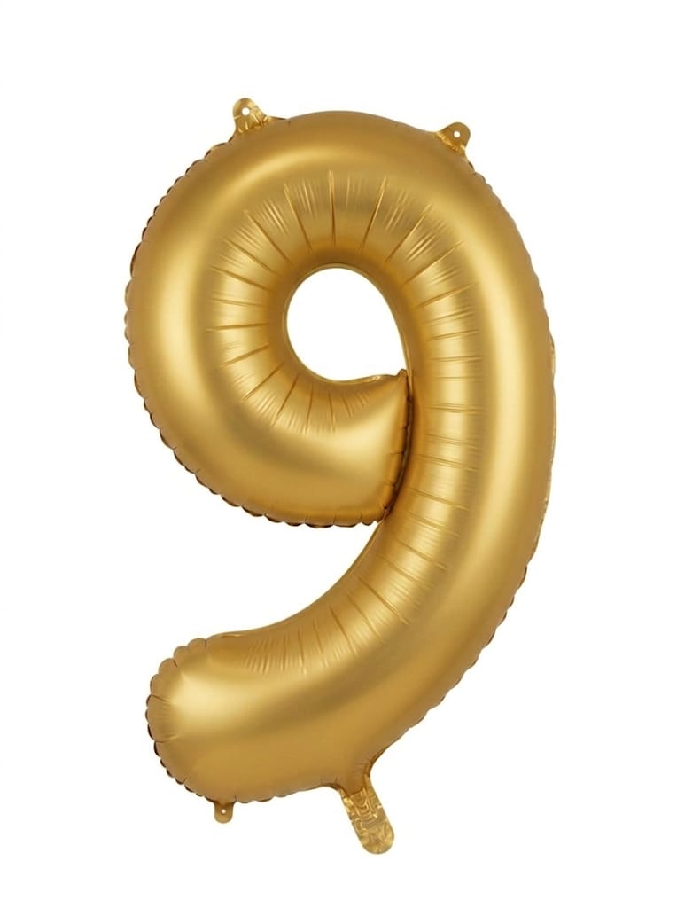 בלון ספרה 34" – מספר 9 זהב מט