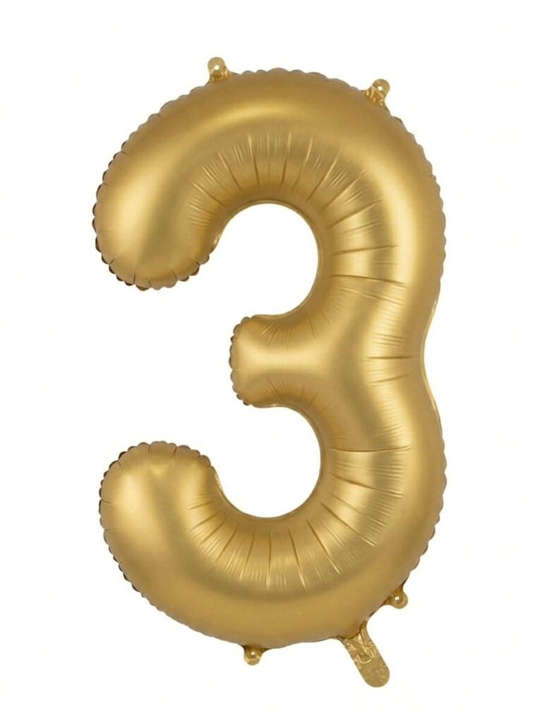 בלון ספרה 34" – מספר 3 זהב מט